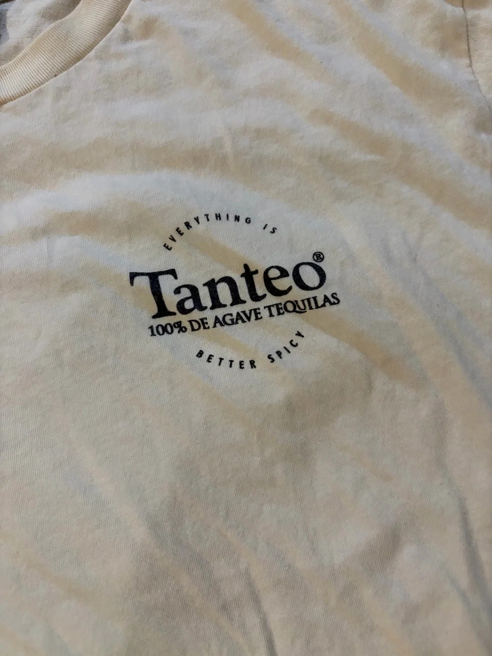 Tanteo Tequila Cream Graphic T‑Shirt with Green Drink Print